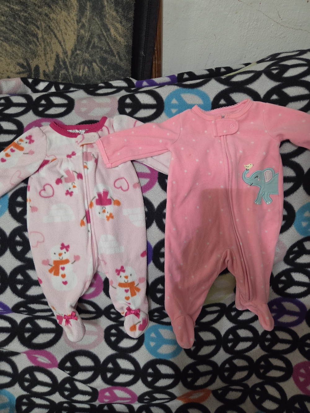 Pink Baby Footed One-Piece Sleepers